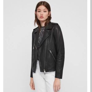 All saints black leather jacket